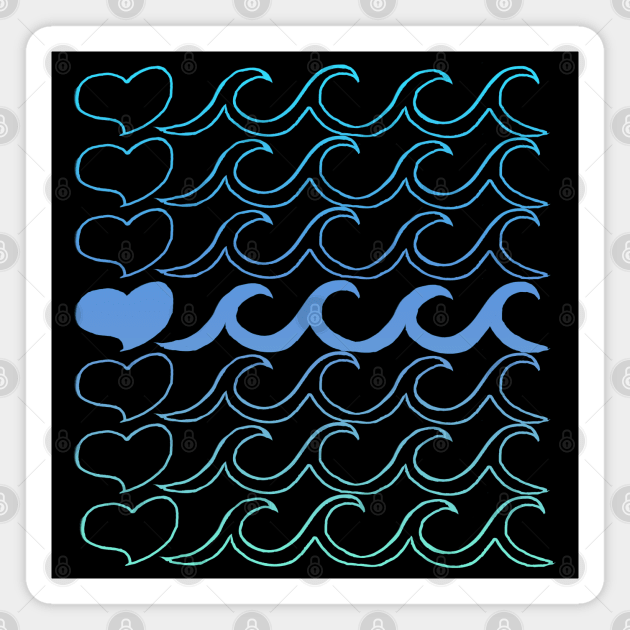 I love Waves Magnet by Shawnsonart
